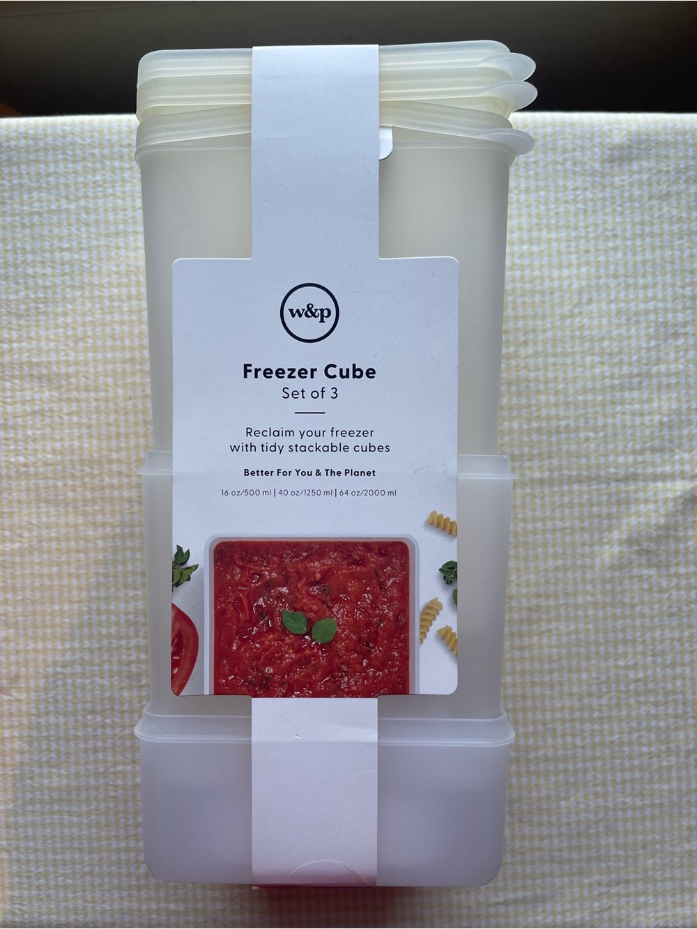 w&p Frosted White Freezer Cube Set of 3 – Stackable Food Storage